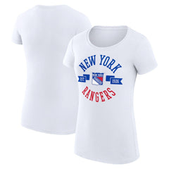 New York Rangers G-III 4Her by Carl Banks Women's Super-Slim Fit Lightweight City Graphic Sport Crewneck T-Shirt - White - NHL