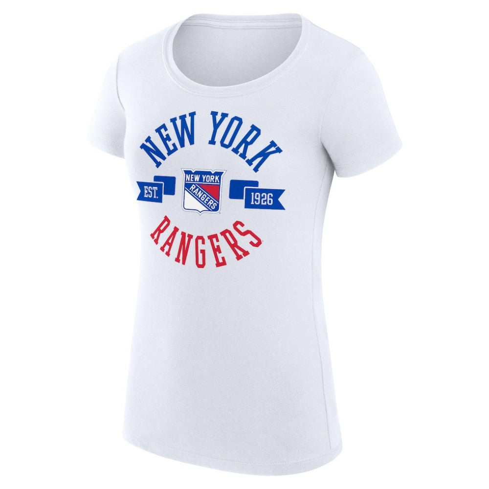 New York Rangers G-III 4Her by Carl Banks Women's Super-Slim Fit Lightweight City Graphic Sport Crewneck T-Shirt - White - NHL