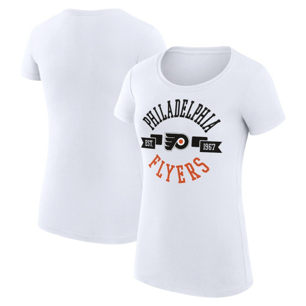 Philadelphia Flyers G-III 4Her by Carl Banks Women's Super-Slim Fit Lightweight City Graphic Sport Crewneck T-Shirt - White - NHL