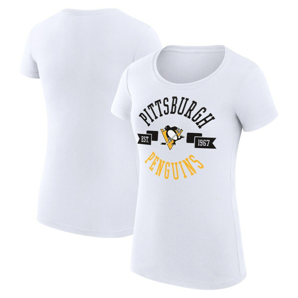 Pittsburgh Penguins G-III 4Her by Carl Banks Women's Super-Slim Fit Lightweight City Graphic Sport Crewneck T-Shirt - White - NHL