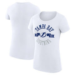 Tampa Bay Lightning G-III 4Her by Carl Banks Women's Super-Slim Fit Lightweight City Graphic Sport Crewneck T-Shirt - White - NHL