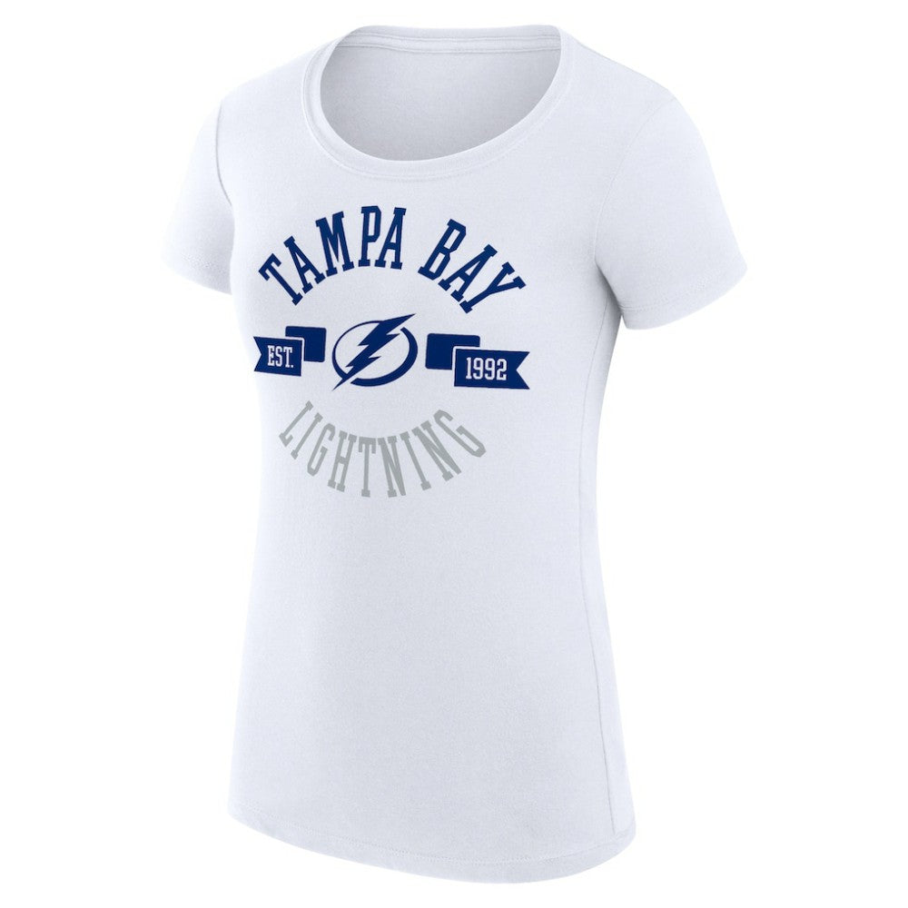 Tampa Bay Lightning G-III 4Her by Carl Banks Women's Super-Slim Fit Lightweight City Graphic Sport Crewneck T-Shirt - White - NHL