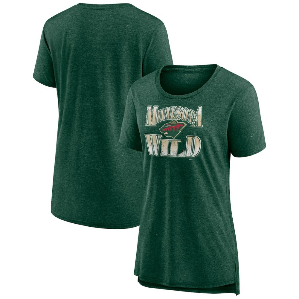 Minnesota Wild Women's Crash the Net Tri-Blend T-Shirt - Green - NHL