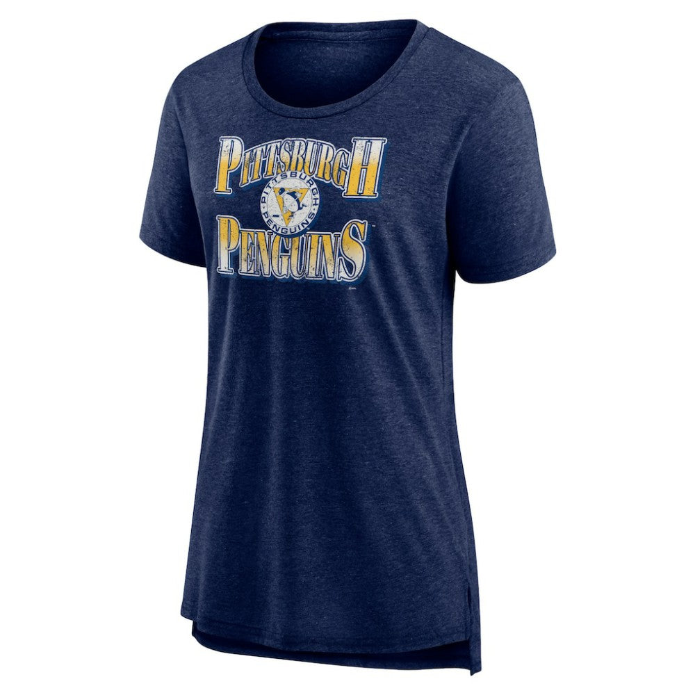 Pittsburgh Penguins Women's Crash the Net Tri-Blend T-Shirt - Navy - NHL