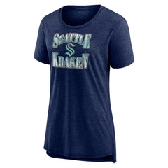 Seattle Kraken Women's Crash the Net Tri-Blend T-Shirt - Deep Sea Blue - NHL