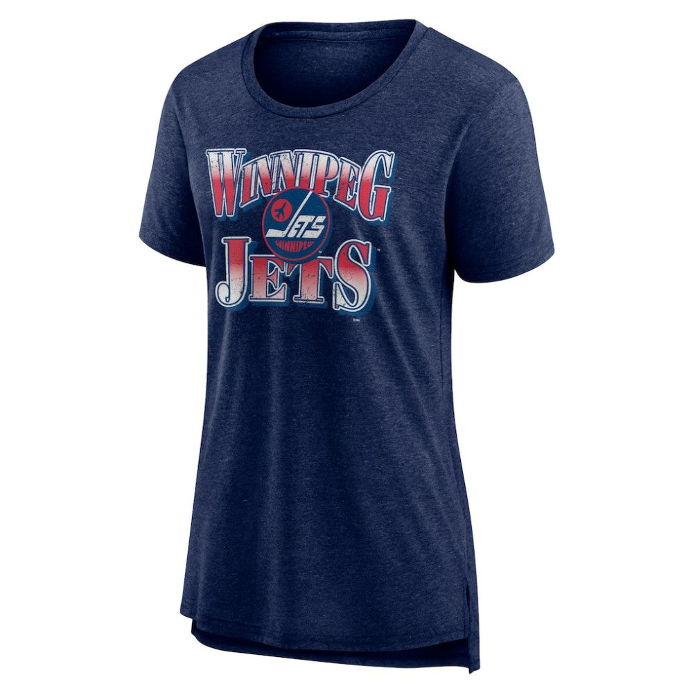 Winnipeg Jets Women's Crash the Net Tri-Blend T-Shirt - Navy - NHL