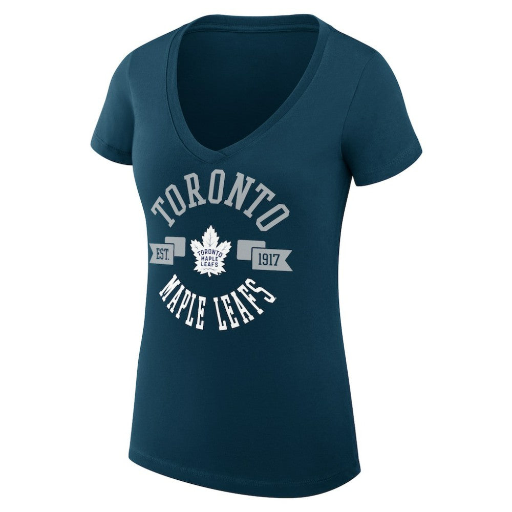 Toronto Maple Leafs G-III 4Her by Carl Banks Women's Super-Slim Fit Lightweight City Graphic V-Neck T-Shirt - Navy - NHL