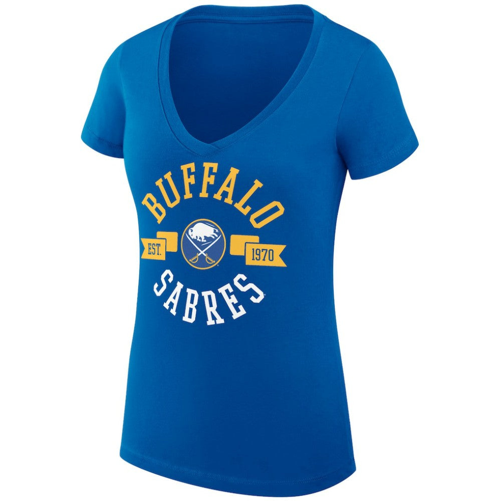 Buffalo Sabres G-III 4Her by Carl Banks Women's Super-Slim Fit Lightweight City Graphic V-Neck T-Shirt - Royal - NHL