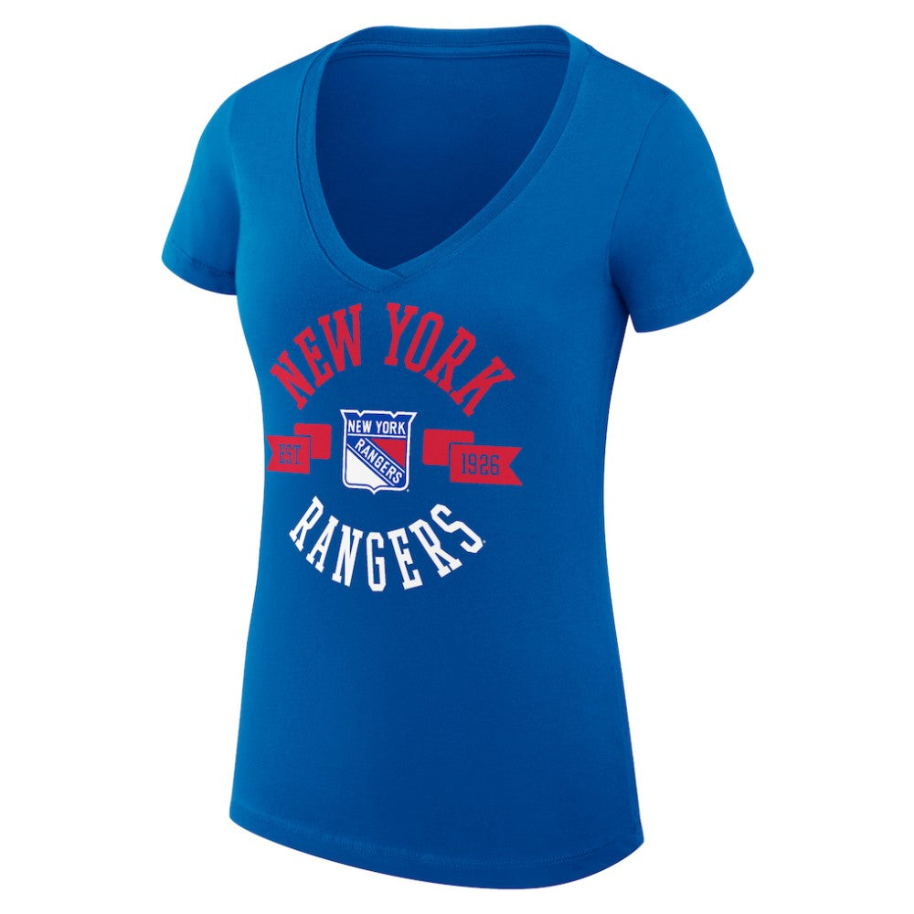 New York Rangers G-III 4Her by Carl Banks Women's Super-Slim Fit Lightweight City Graphic V-Neck T-Shirt - Royal - NHL