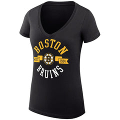 Boston Bruins G-III 4Her by Carl Banks Women's Super-Slim Fit Lightweight City Graphic V-Neck T-Shirt - Black - NHL