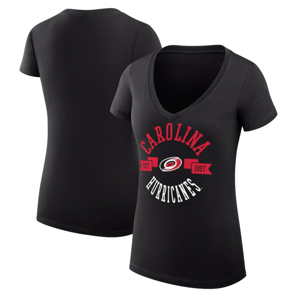 Carolina Hurricanes G-III 4Her by Carl Banks Women's Super-Slim Fit Lightweight City Graphic V-Neck T-Shirt - Black - NHL