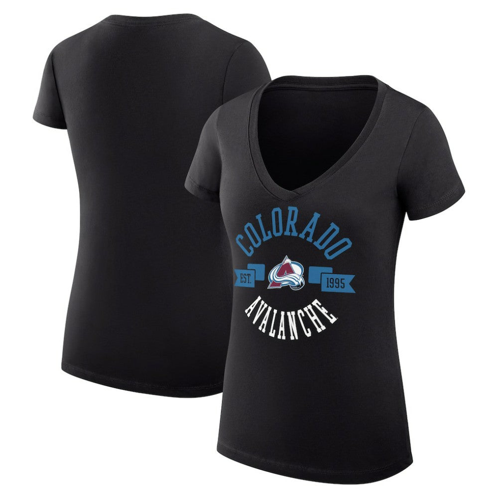 Colorado Avalanche G-III 4Her by Carl Banks Women's Super-Slim Fit Lightweight City Graphic V-Neck T-Shirt - Black - NHL
