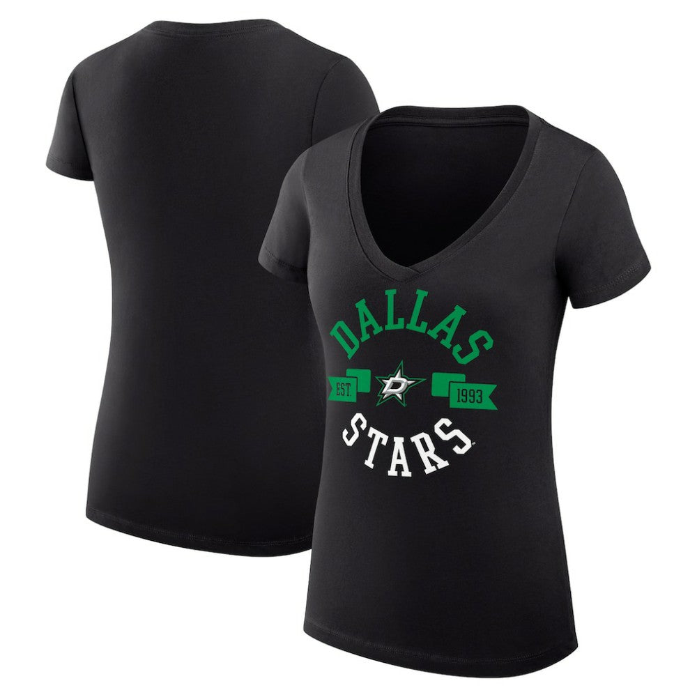 Dallas Stars G-III 4Her by Carl Banks Women's Super-Slim Fit Lightweight City Graphic V-Neck T-Shirt - Black - NHL