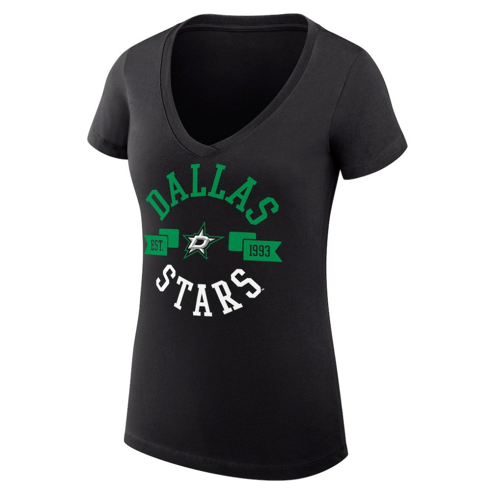 Dallas Stars G-III 4Her by Carl Banks Women's Super-Slim Fit Lightweight City Graphic V-Neck T-Shirt - Black - NHL