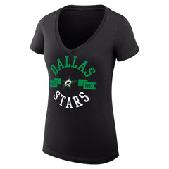 Dallas Stars G-III 4Her by Carl Banks Women's Super-Slim Fit Lightweight City Graphic V-Neck T-Shirt - Black - NHL