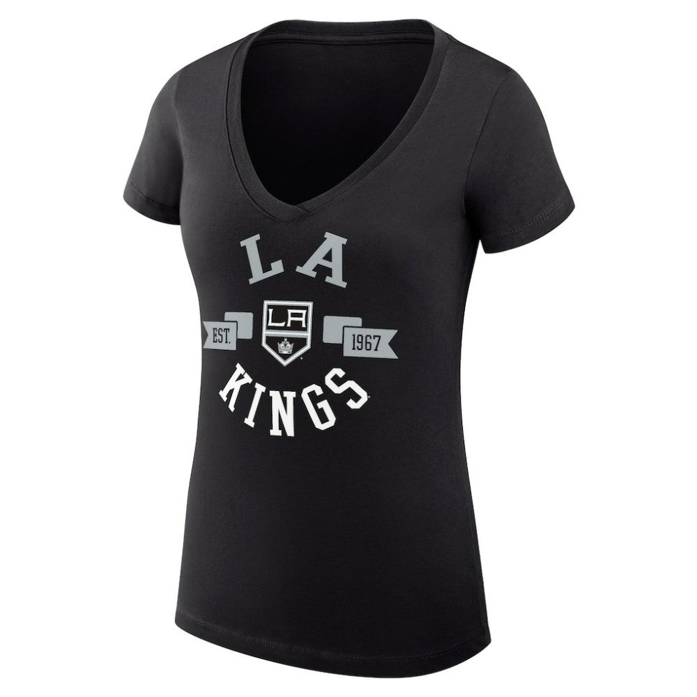 Los Angeles Kings G-III 4Her by Carl Banks Women's Super-Slim Fit Lightweight City Graphic V-Neck T-Shirt - Black - NHL