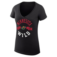 Minnesota Wild G-III 4Her by Carl Banks Women's Super-Slim Fit Lightweight City Graphic V-Neck T-Shirt - Black - NHL