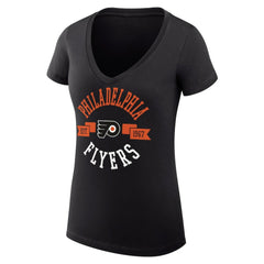 Philadelphia Flyers G-III 4Her by Carl Banks Women's Super-Slim Fit Lightweight City Graphic V-Neck T-Shirt - Black - NHL