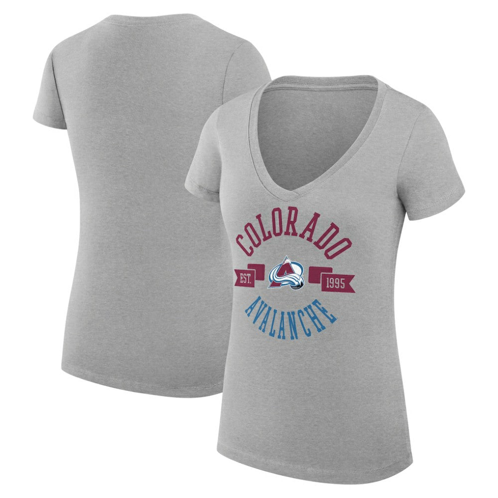 Colorado Avalanche G-III 4Her by Carl Banks Women's Super-Slim Fit Lightweight City Graphic V-Neck T-Shirt - Heather Gray - NHL