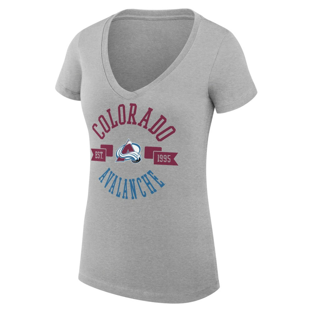 Colorado Avalanche G-III 4Her by Carl Banks Women's Super-Slim Fit Lightweight City Graphic V-Neck T-Shirt - Heather Gray - NHL