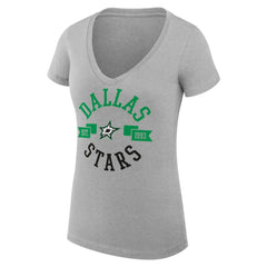 Dallas Stars G-III 4Her by Carl Banks Women's Super-Slim Fit Lightweight City Graphic V-Neck T-Shirt - Heather Gray - NHL