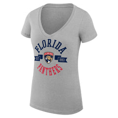 Florida Panthers G-III 4Her by Carl Banks Women's Super-Slim Fit Lightweight City Graphic V-Neck T-Shirt - Heather Gray - NHL