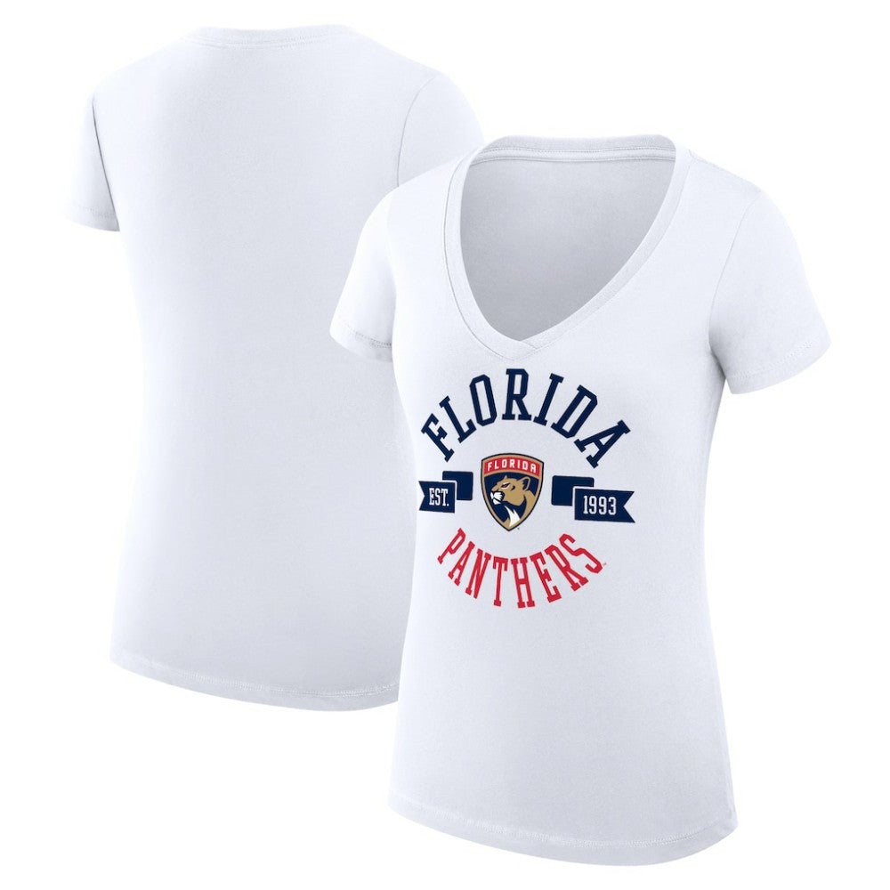 Florida Panthers G-III 4Her by Carl Banks Women's Super-Slim Fit Lightweight City Graphic V-Neck T-Shirt - White - NHL