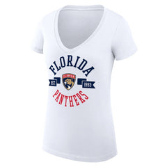Florida Panthers G-III 4Her by Carl Banks Women's Super-Slim Fit Lightweight City Graphic V-Neck T-Shirt - White - NHL