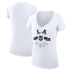 Los Angeles Kings G-III 4Her by Carl Banks Women's Super-Slim Fit Lightweight City Graphic V-Neck T-Shirt - White - NHL