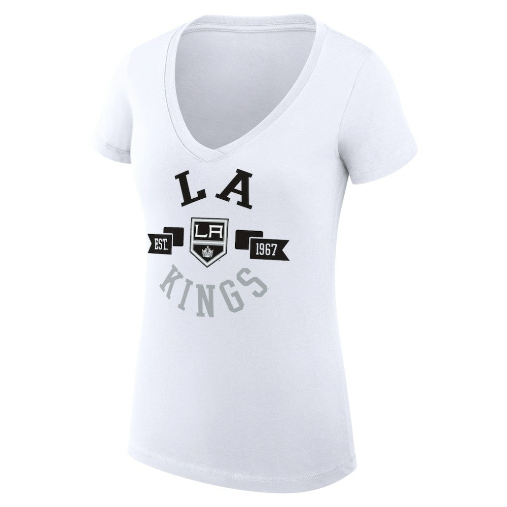 Los Angeles Kings G-III 4Her by Carl Banks Women's Super-Slim Fit Lightweight City Graphic V-Neck T-Shirt - White - NHL