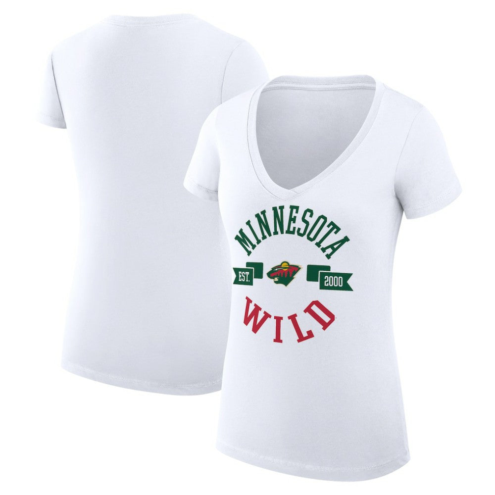 Minnesota Wild G-III 4Her by Carl Banks Women's Super-Slim Fit Lightweight City Graphic V-Neck T-Shirt - White - NHL