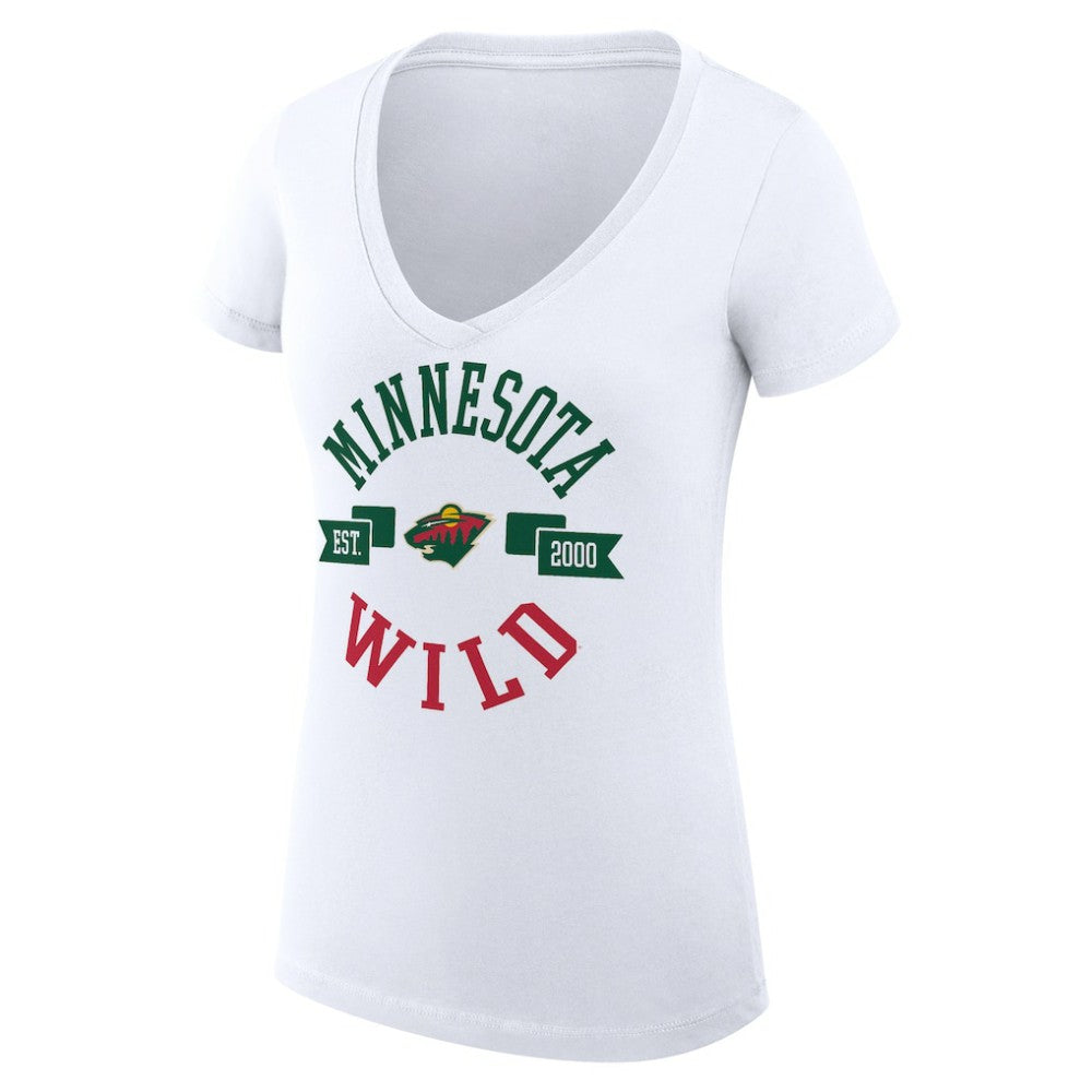 Minnesota Wild G-III 4Her by Carl Banks Women's Super-Slim Fit Lightweight City Graphic V-Neck T-Shirt - White - NHL