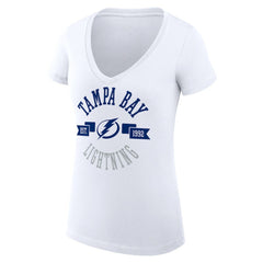 Tampa Bay Lightning G-III 4Her by Carl Banks Women's Super-Slim Fit Lightweight City Graphic V-Neck T-Shirt - White - NHL