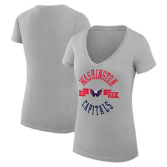 Washington Capitals G-III 4Her by Carl Banks Women's Super-Slim Fit Lightweight City Graphic V-Neck T-Shirt - Heather Gray - NHL