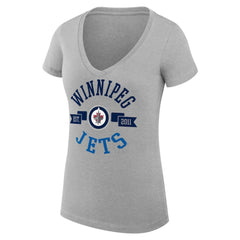 Winnipeg Jets G-III 4Her by Carl Banks Women's Super-Slim Fit Lightweight City Graphic V-Neck T-Shirt - Heather Gray - NHL
