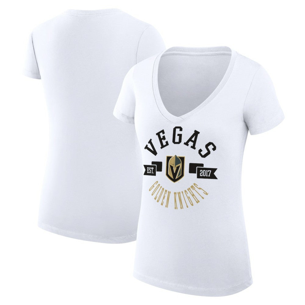 Vegas Golden Knights G-III 4Her by Carl Banks Women's Super-Slim Fit Lightweight City Graphic V-Neck T-Shirt - White - NHL