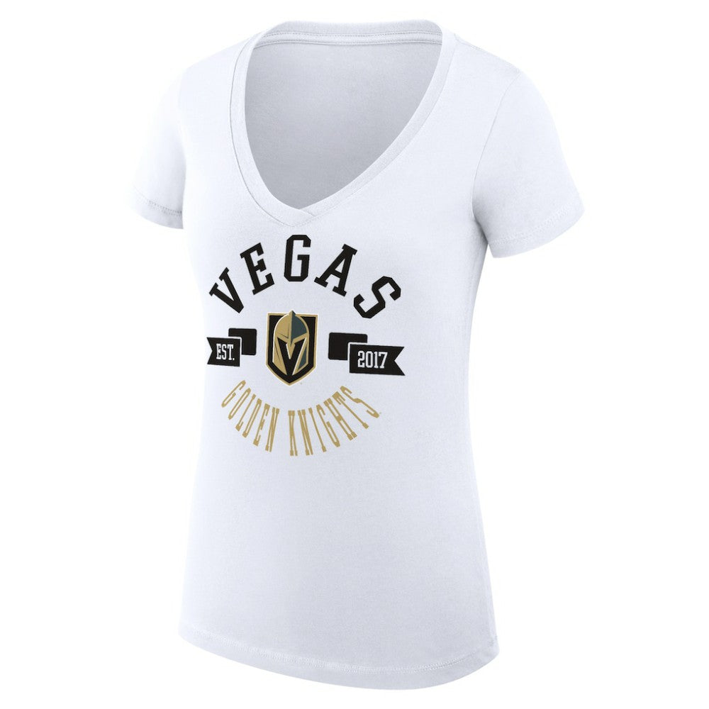 Vegas Golden Knights G-III 4Her by Carl Banks Women's Super-Slim Fit Lightweight City Graphic V-Neck T-Shirt - White - NHL