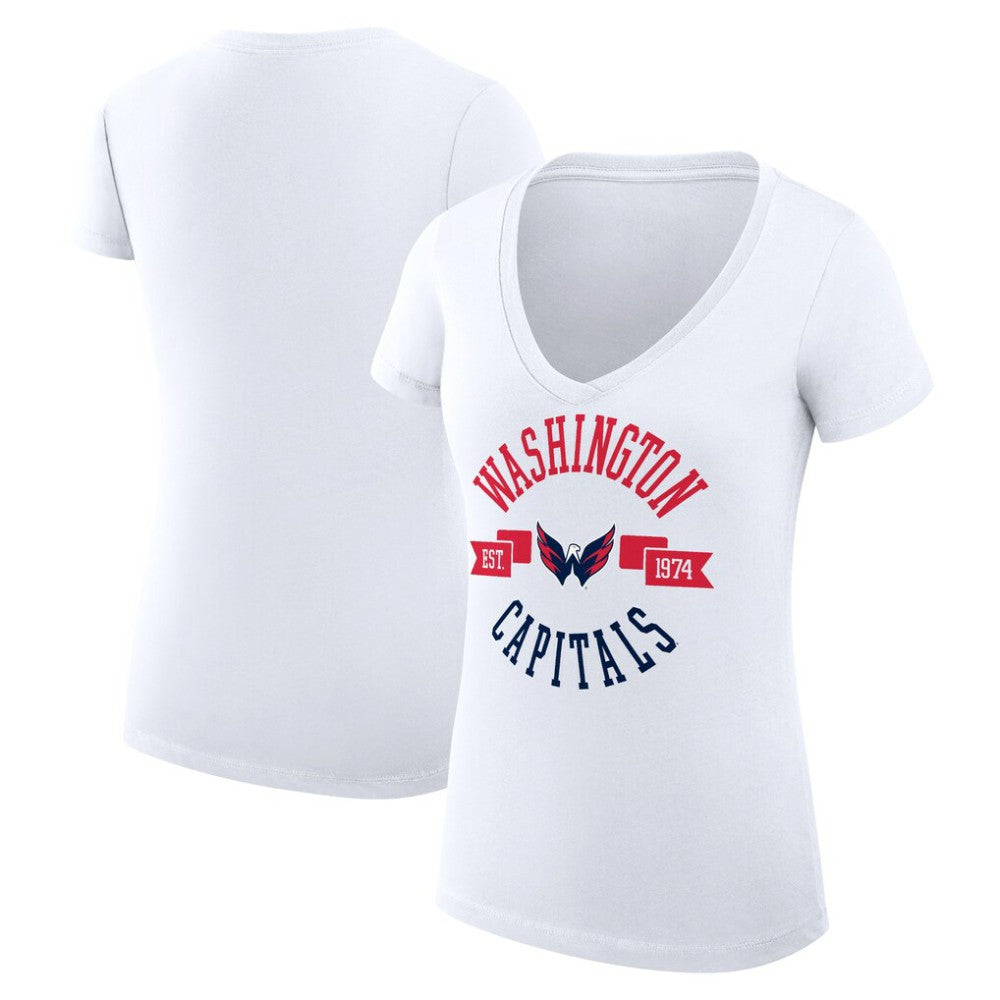Washington Capitals G-III 4Her by Carl Banks Women's Super-Slim Fit Lightweight City Graphic V-Neck T-Shirt - White - NHL