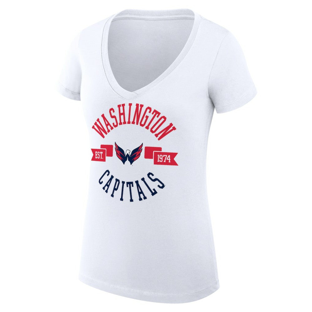 Washington Capitals G-III 4Her by Carl Banks Women's Super-Slim Fit Lightweight City Graphic V-Neck T-Shirt - White - NHL