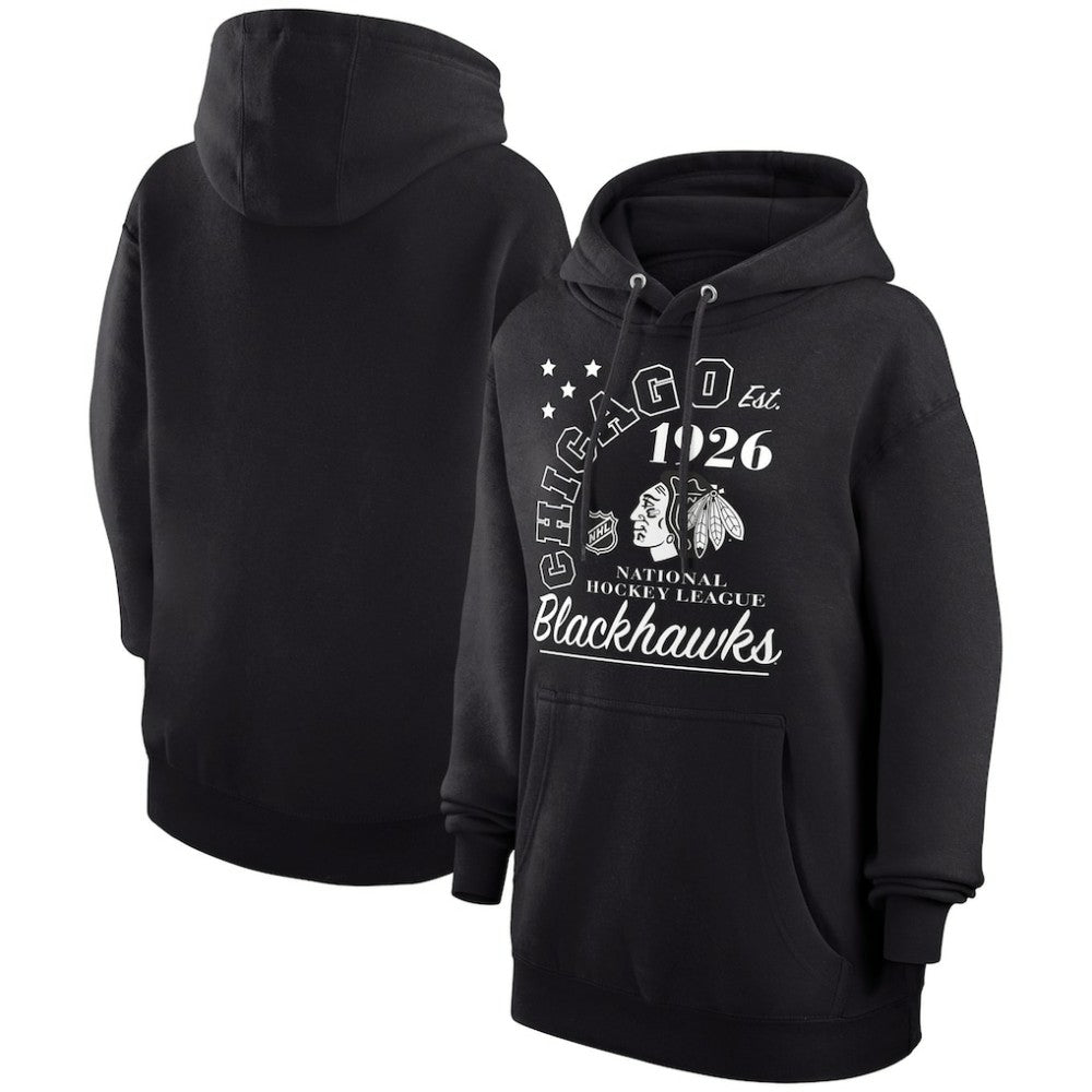 Chicago Blackhawks Starter Arch City Team Graphic Fleece Pullover Hoodie - Black - NHL