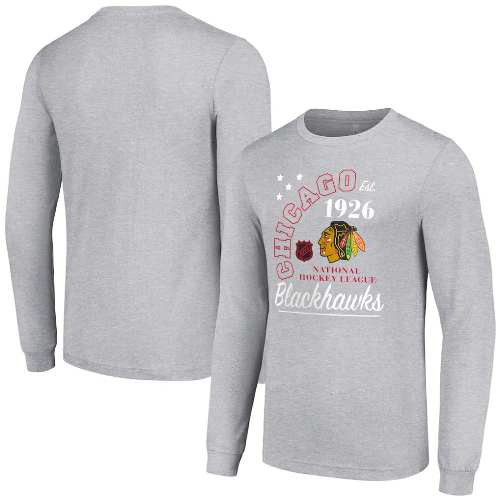Chicago Blackhawks Starter Arch City Theme Graphic Long Sleeve T-Shirt - Heather Gray - NHL
