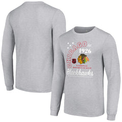 Chicago Blackhawks Starter Arch City Theme Graphic Long Sleeve T-Shirt - Heather Gray - NHL