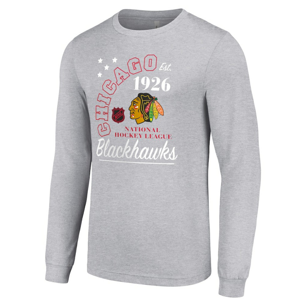 Chicago Blackhawks Starter Arch City Theme Graphic Long Sleeve T-Shirt - Heather Gray - NHL