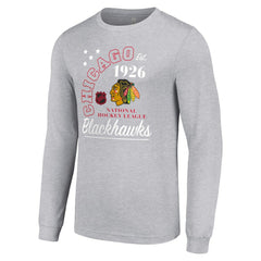 Chicago Blackhawks Starter Arch City Theme Graphic Long Sleeve T-Shirt - Heather Gray - NHL