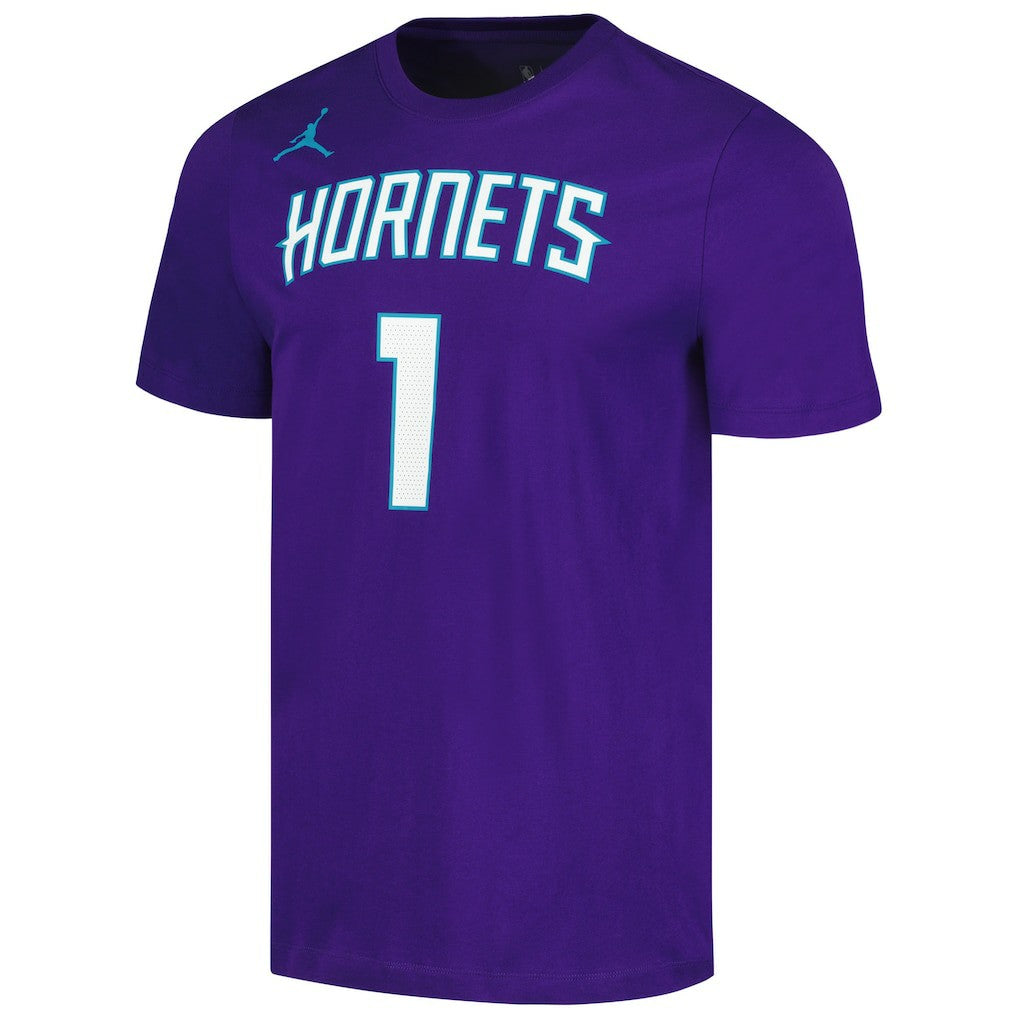 LaMelo Ball Charlotte Hornets Jordan Brand 2022/23 Statement Edition Name & Number T-Shirt Purple - NBA