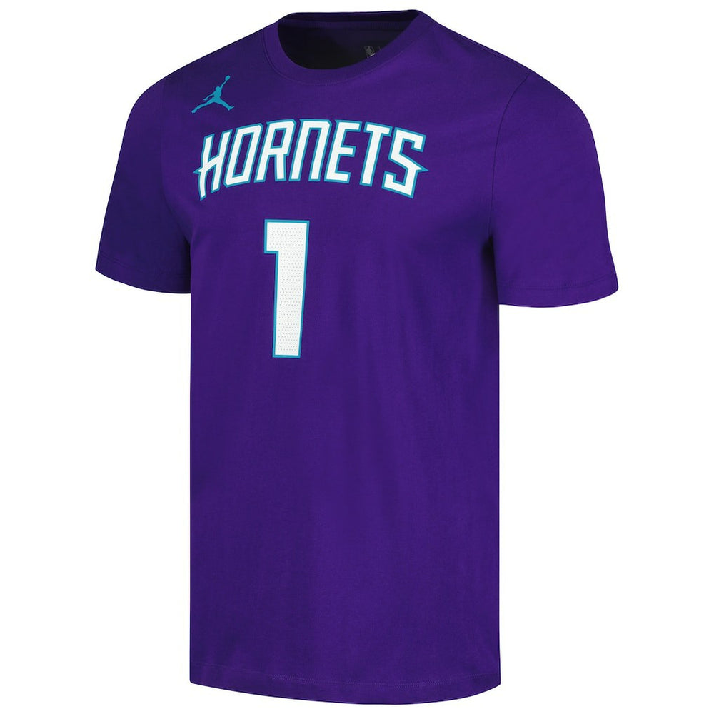 LaMelo Ball Charlotte Hornets Jordan Brand 2022/23 Statement Edition Name & Number T-Shirt Purple - NBA