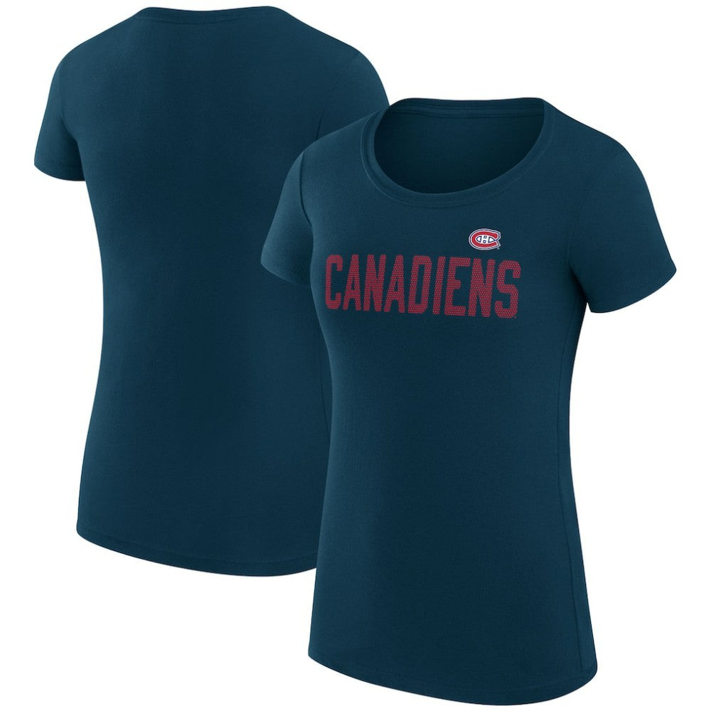 Montreal Canadiens G-III 4Her by Carl Banks Women's Super-Slim Fit Lightweight Dot Print Team T-Shirt - Navy - NHL