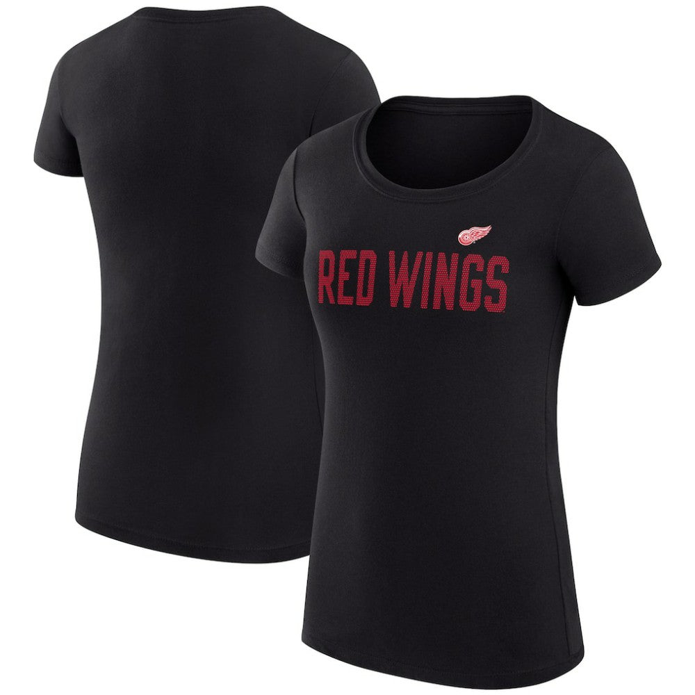 Detroit Red Wings G-III 4Her by Carl Banks Women's Super-Slim Fit Lightweight Dot Print Team T-Shirt - Black - NHL
