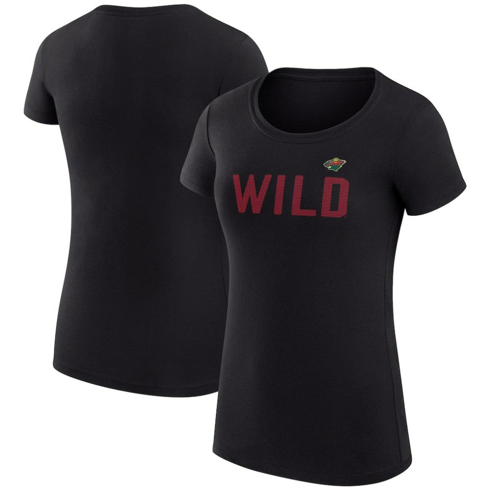 Minnesota Wild G-III 4Her by Carl Banks Women's Super-Slim Fit Lightweight Dot Print Team T-Shirt - Black - NHL
