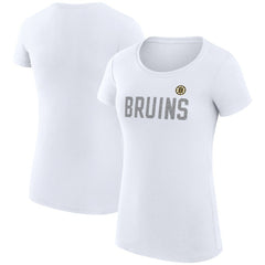Boston Bruins G-III 4Her by Carl Banks Women's Super-Slim Fit Lightweight Dot Print Team T-Shirt - White - NHL